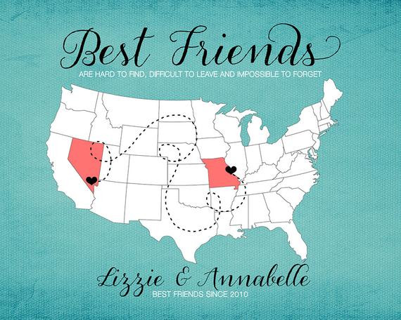 Best Friend Moving Away Gift Ideas
 BFF Gift for Best Friend Moving Away Gift Print Long