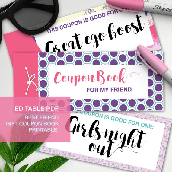 Best Gift Certificate Ideas
 Best friend t editable coupon book t certificate bff