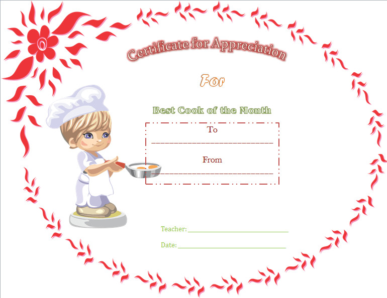 Best Gift Certificate Ideas
 Best Cooking Appreciation Certificate Template