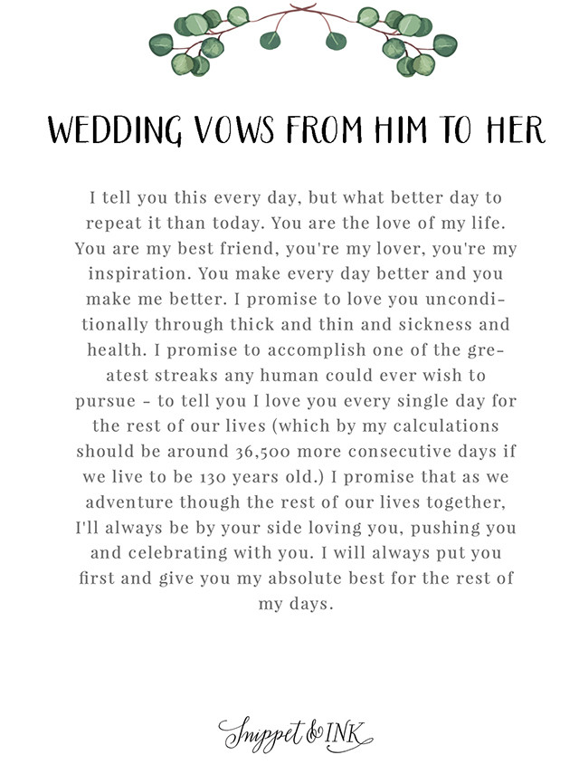 Best Wedding Vows For Her
 Personalized Real Wedding Vows That You ll Love Snippet & Ink