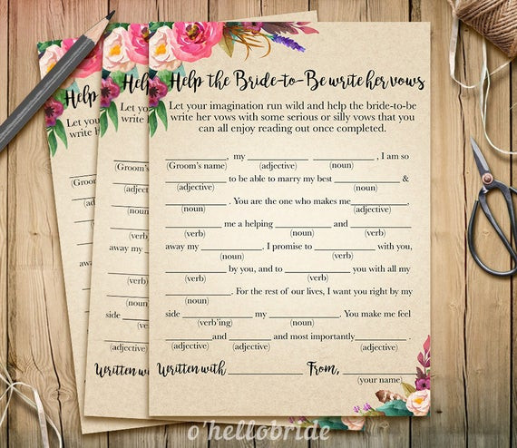 Best Wedding Vows For Her
 Help The Bride To Be Write Her Vows Bridal Shower Game