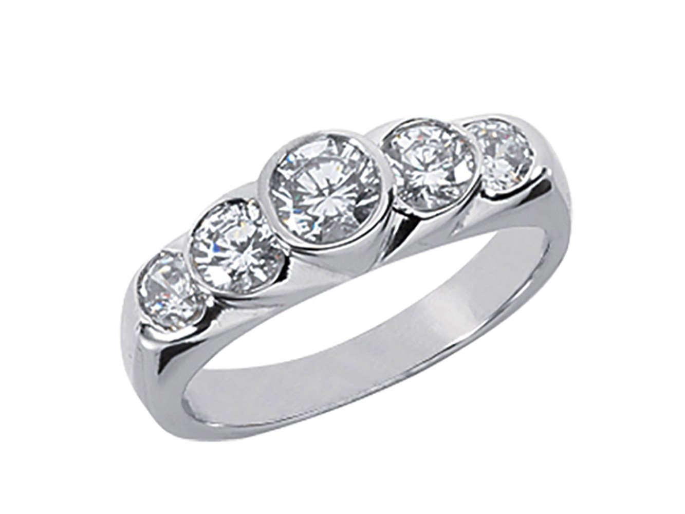 Bezel Wedding Band
 5Stone 1 05ct Diamond Wedding Band Ring 14k White Gold