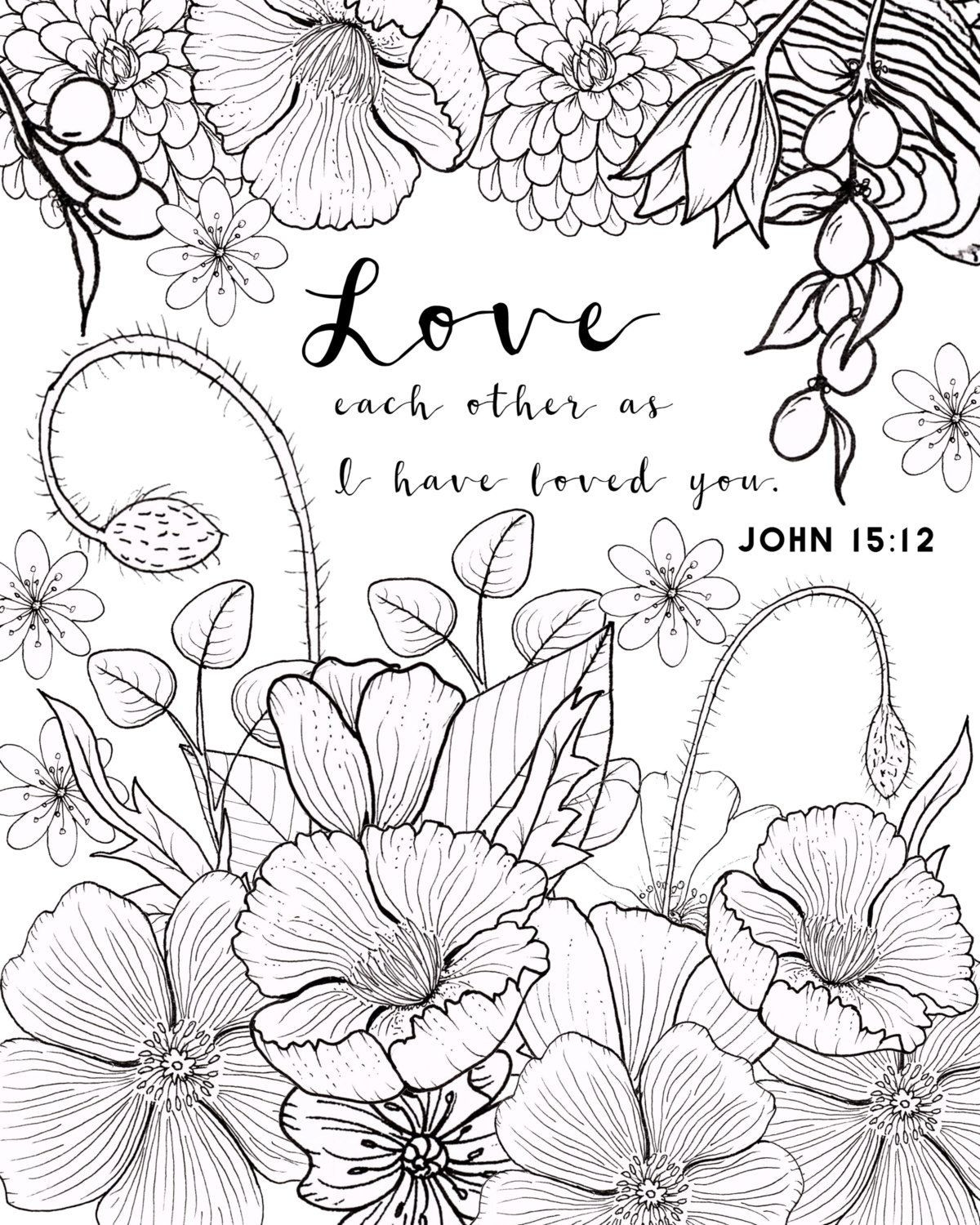 Bible Coloring Pages For Adults
 John 15 12 Coloring Page Love Coloring Page by