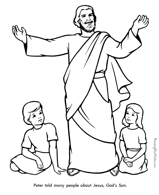 Bible Coloring Sheets For Kids
 Peter Bible page to print and color 025