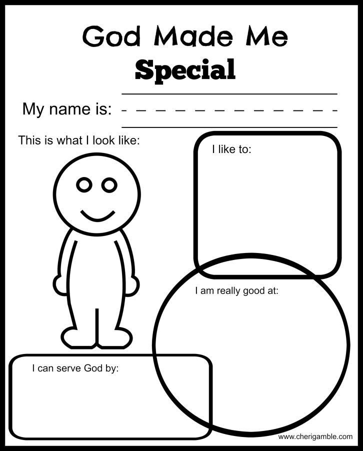 Bible Crafts For Preschoolers Free
 God made me special printable 1 RE projects