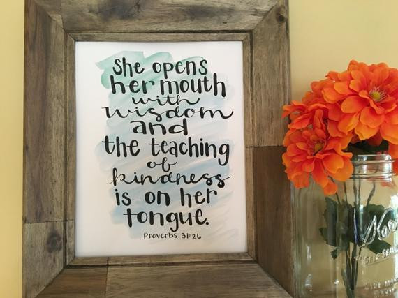 Bible Quotes About Education
 Teacher Gift Teacher Quote Bible Verse Art Proverbs 31 26