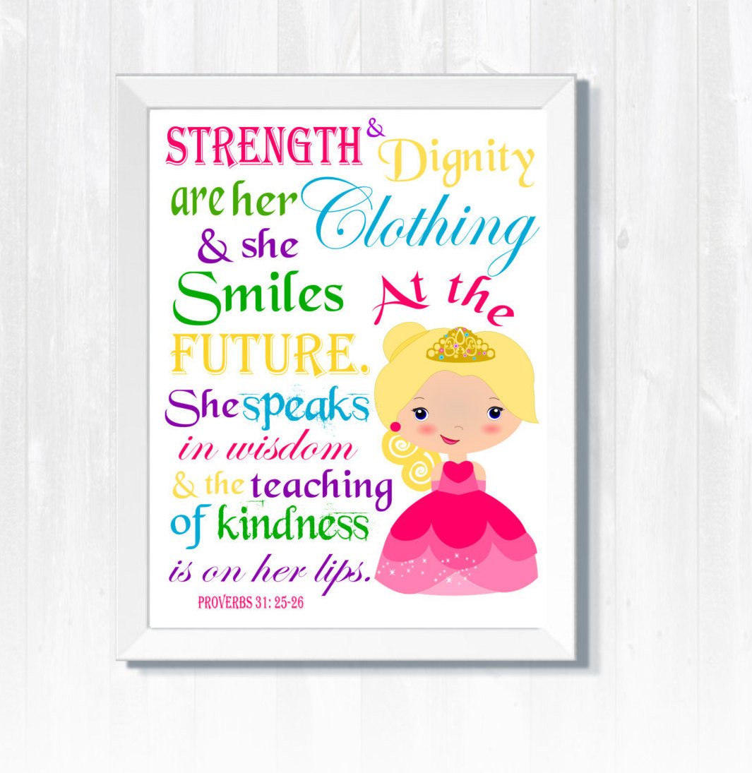 Bible Verses For Kids Room
 Bible Verse Wall Art Prints Proverbs 31 Nursery Quotes
