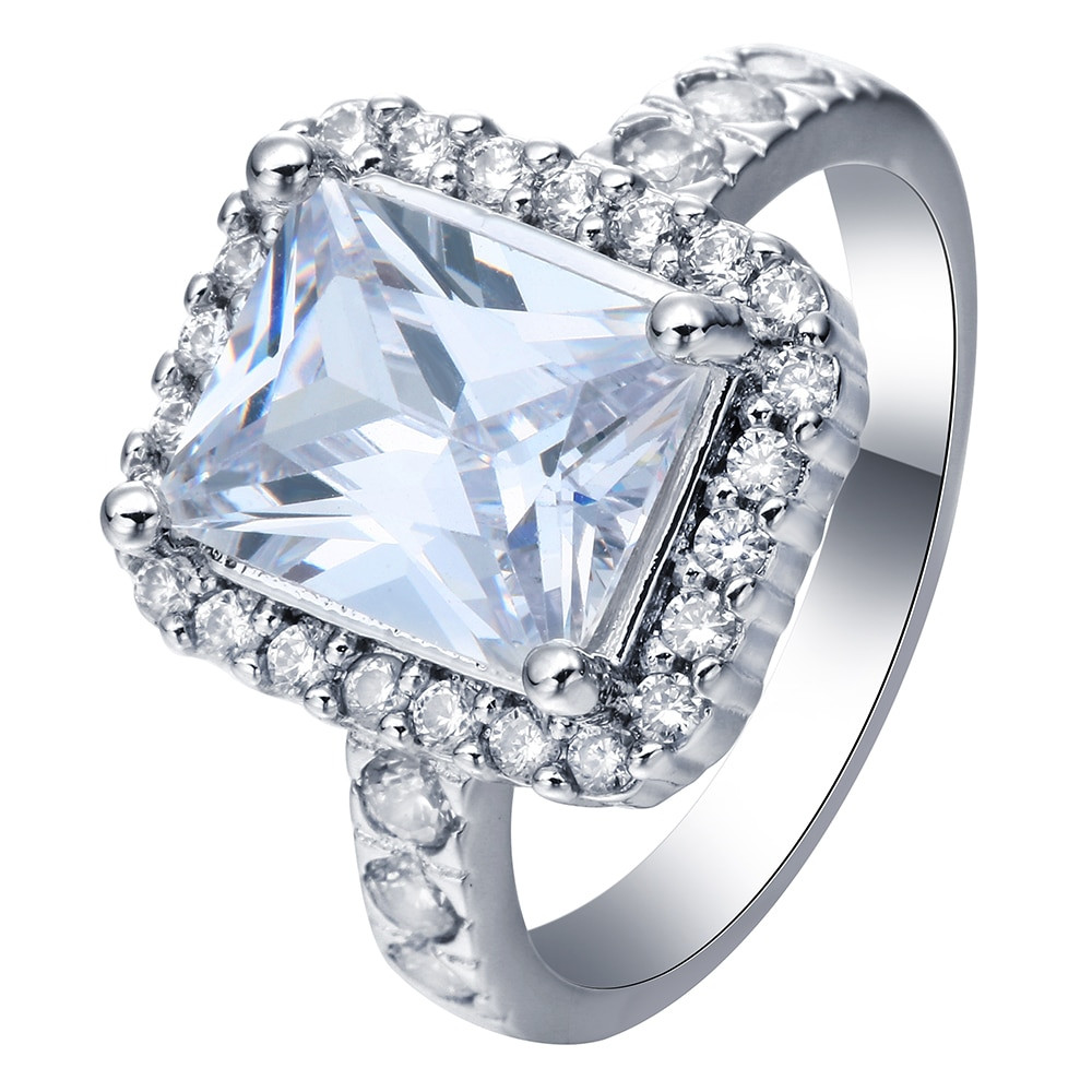 Big Square Diamond Rings
 2017 large square women wedding finger promise Rings new
