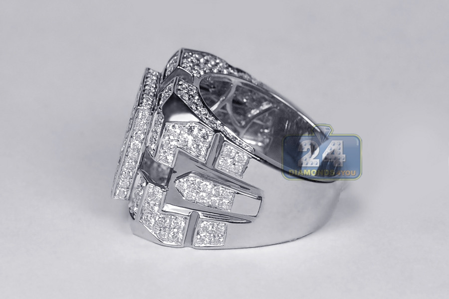 Big Square Diamond Rings
 Mens Square Diamond Signet Ring 14K White Gold 4 07 ct