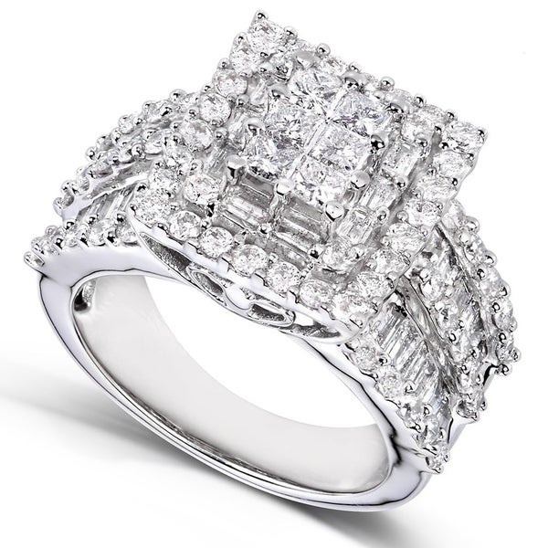 Big Square Diamond Rings
 Shop Annello by Kobelli 14k White Gold 2ct TDW Princess