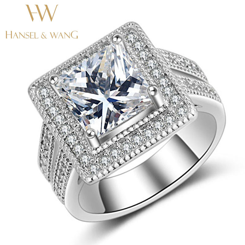 Big Square Diamond Rings
 Wedding Engagement Ring Stainless Steel Ring Big Square