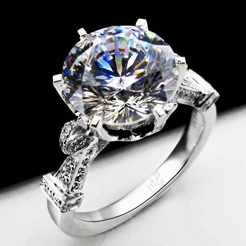 Big Wedding Rings For Women
 4 Carat Genuine White Gold Big Stone Fabulous Synthetic