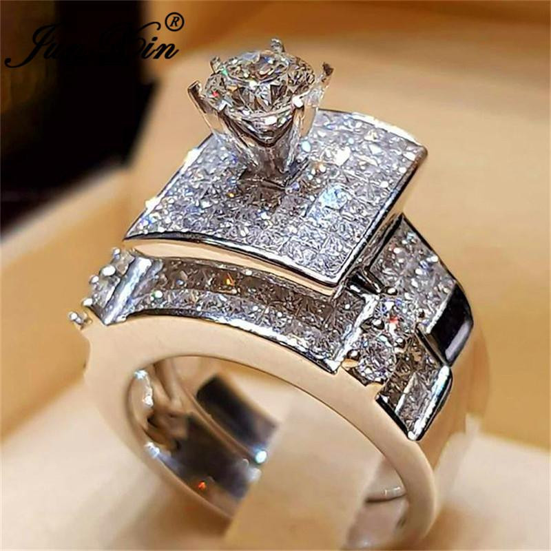 Big Wedding Rings For Women
 JUNXIN Fashion Bridal Ring Sets For Women 925 Silver