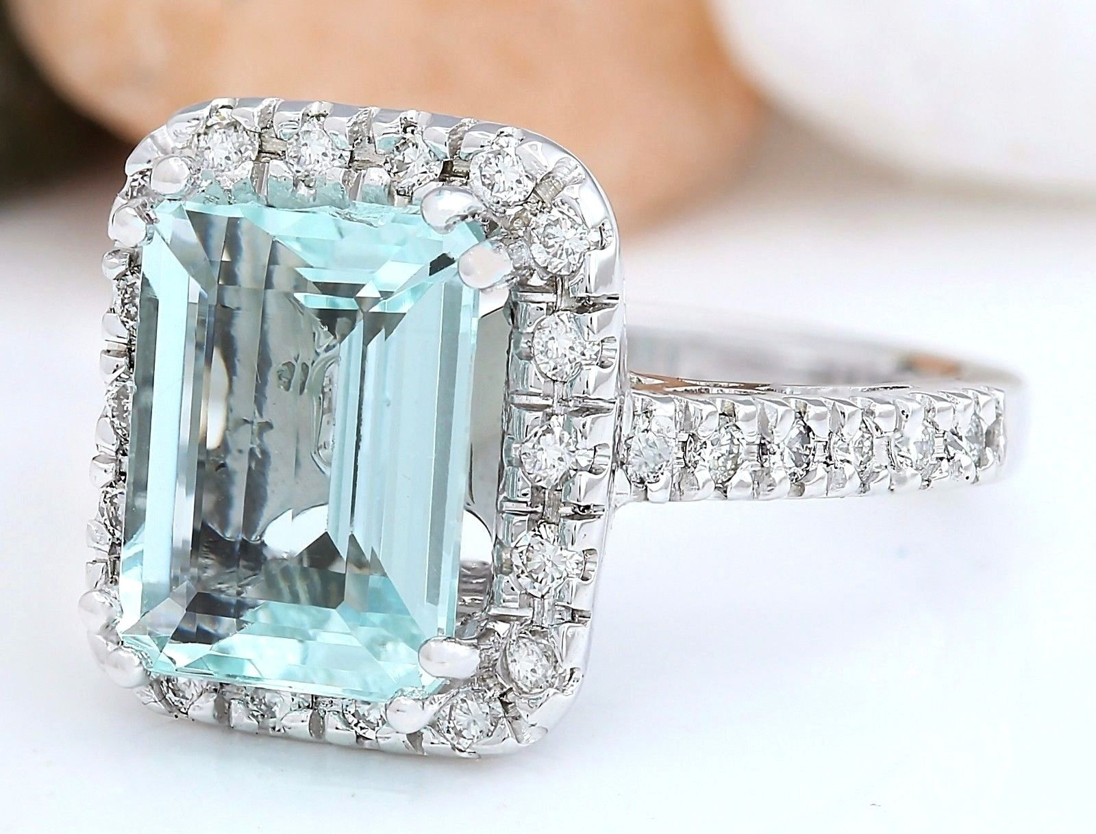 Big Wedding Rings For Women
 Women Jewelry 925 Silver Aquamarine Gemstone Wedding