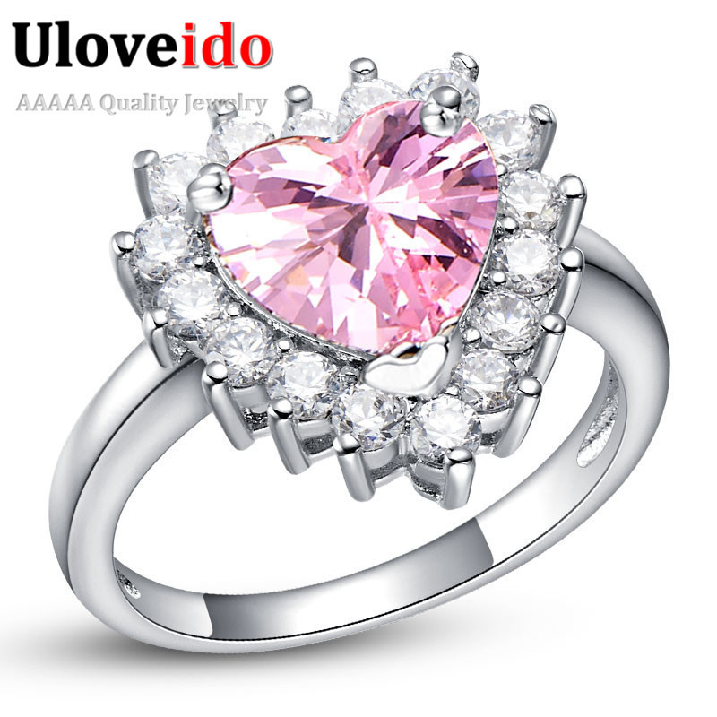 Big Wedding Rings For Women
 Heart Big Wedding Rings for Women Silver Plated Simulated