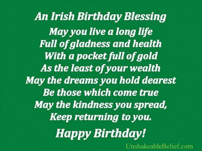 Birthday Blessings Quotes
 Happy Birthday Irish