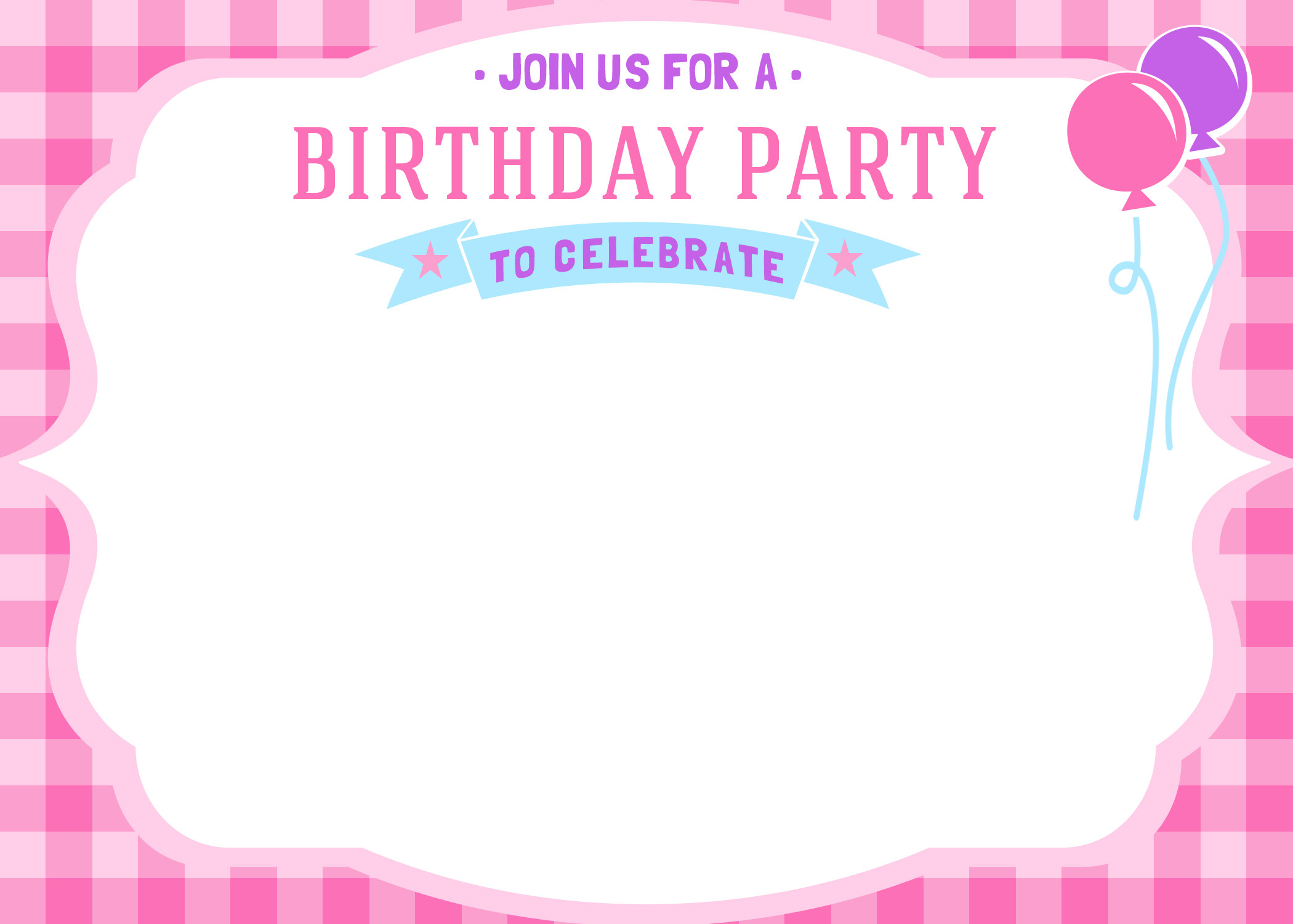 Birthday Card Invitation Templates
 Free Printable Girls Birthday Invitations – Bagvania