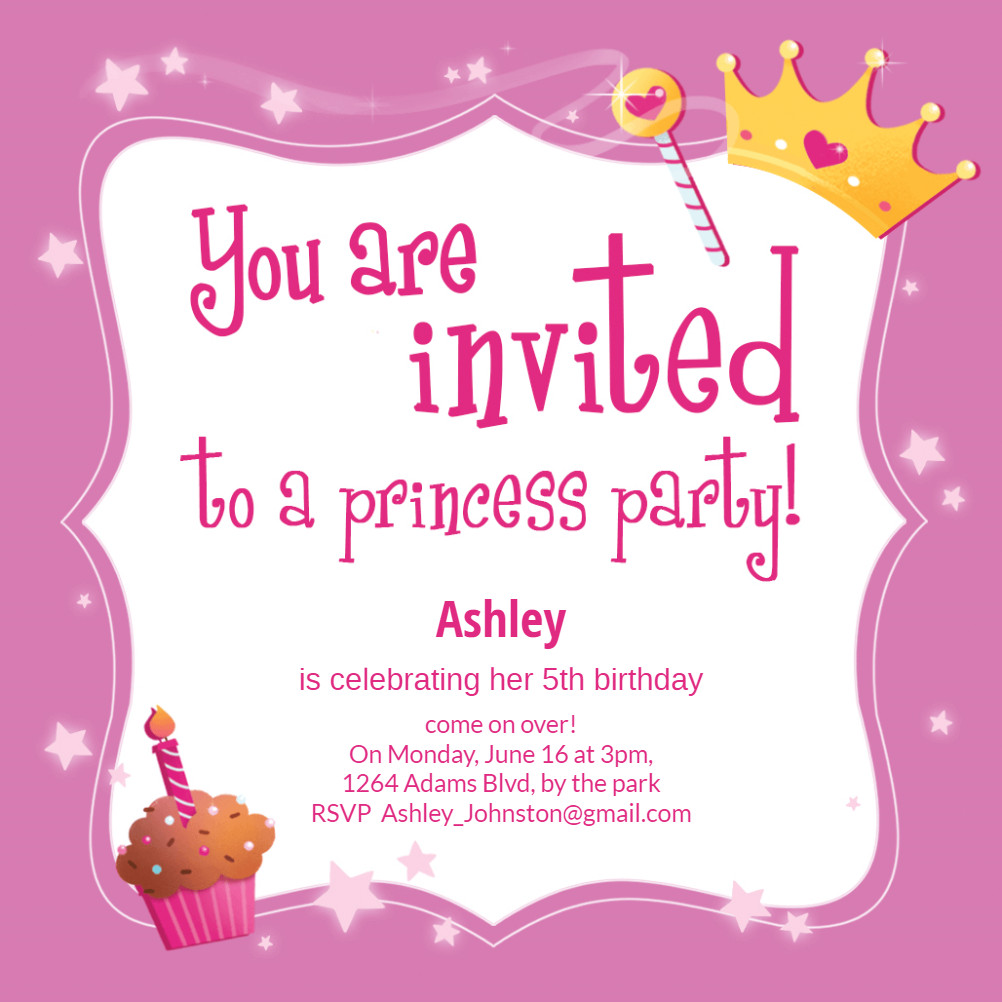 Birthday Card Invitation Templates
 Princess Magic Birthday Invitation Template Free