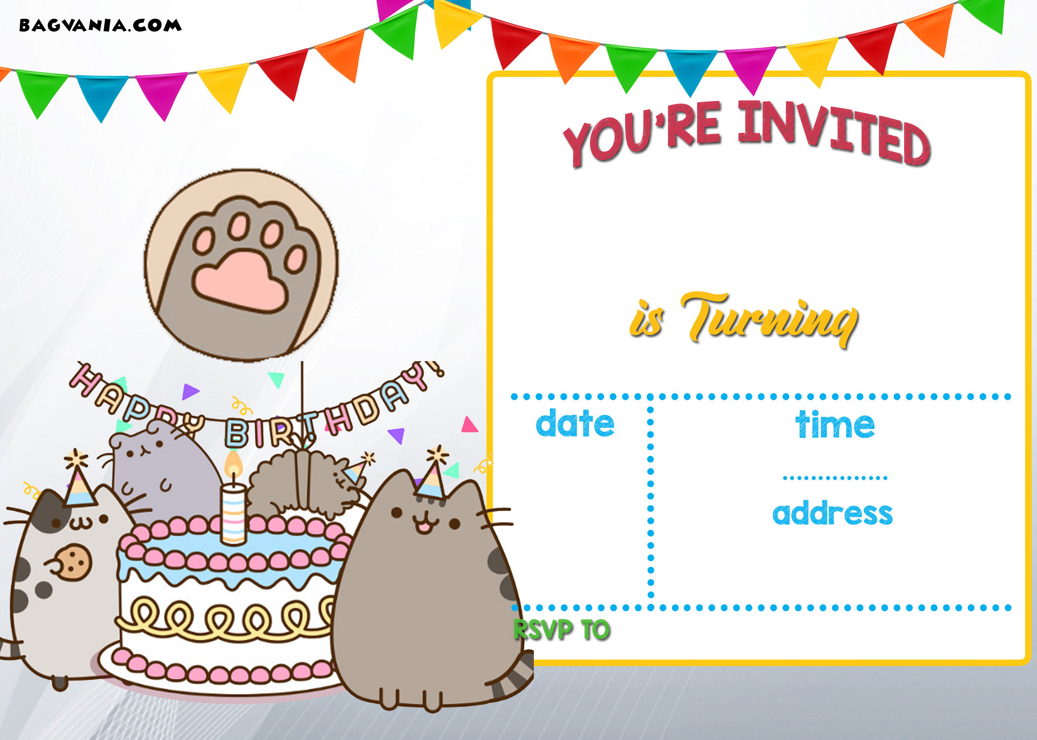 Birthday Card Invitation Templates
 FREE Printable Pusheen Birthday Invitation Template — FREE