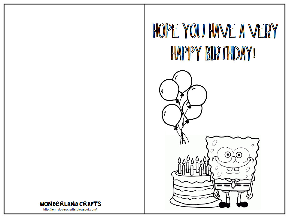 Birthday Card Printable
 Wonderland Crafts Birthday Cards