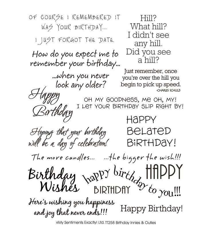 Birthday Card Sentiments
 My Sentiments Exactly Clear Stamps 6"X8" Sheet Birthday