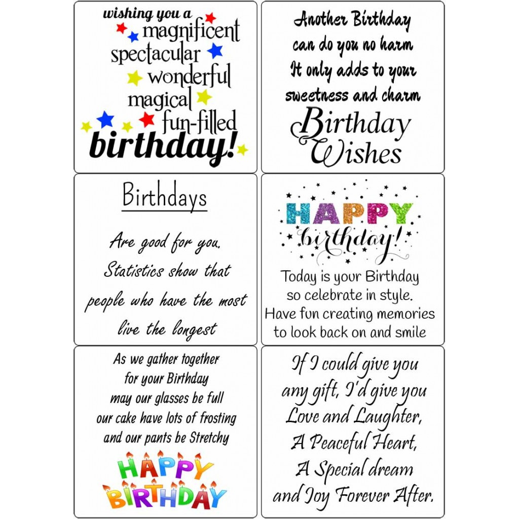 Birthday Card Sentiments
 Peel f Birthday Sentiments