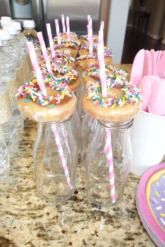 Birthday Decoration Themes
 Donuts and milk at a donut first birthday party See more