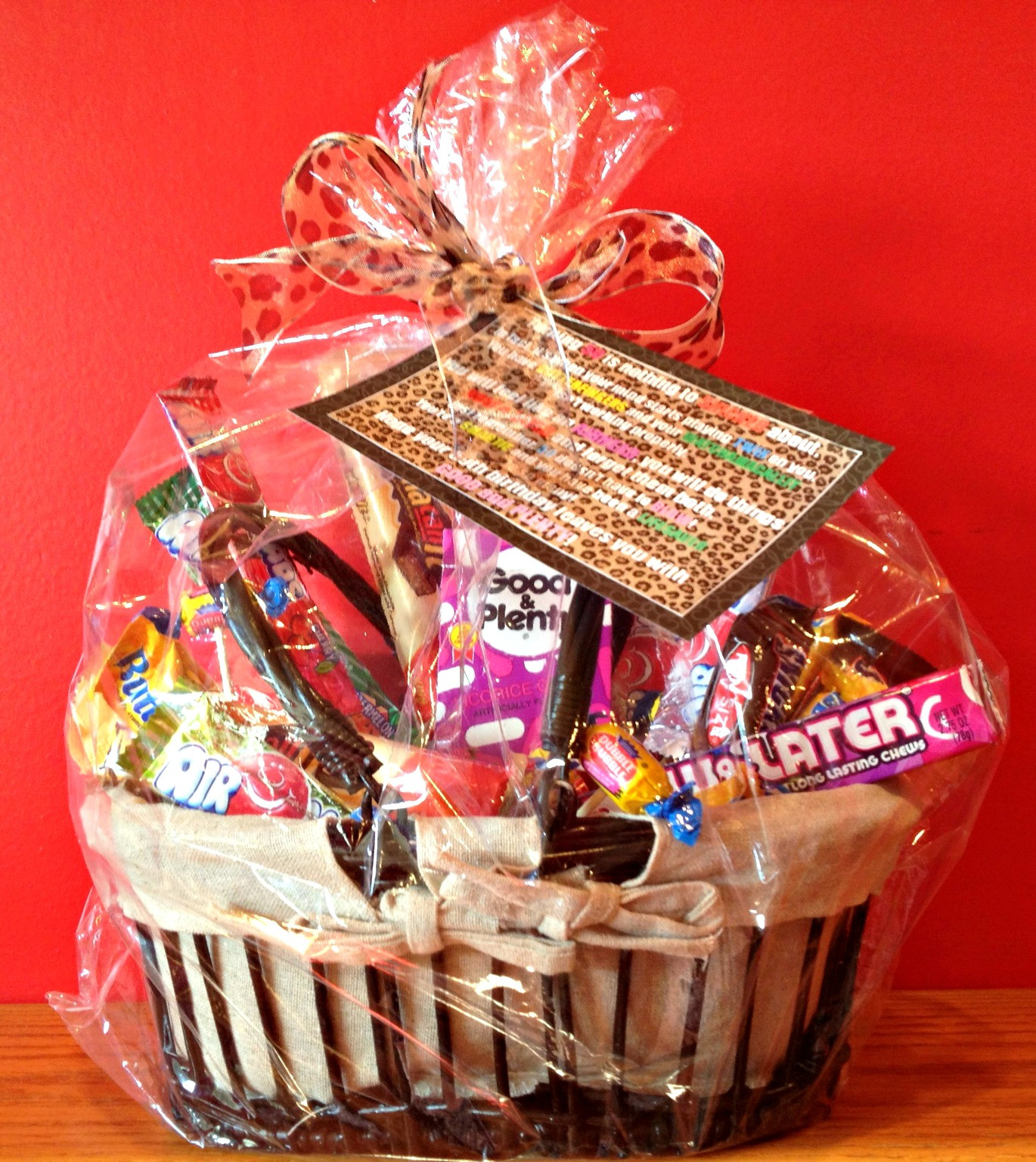 Birthday Gift Basket
 african desserts 50th Birthday Candy Basket and Poem