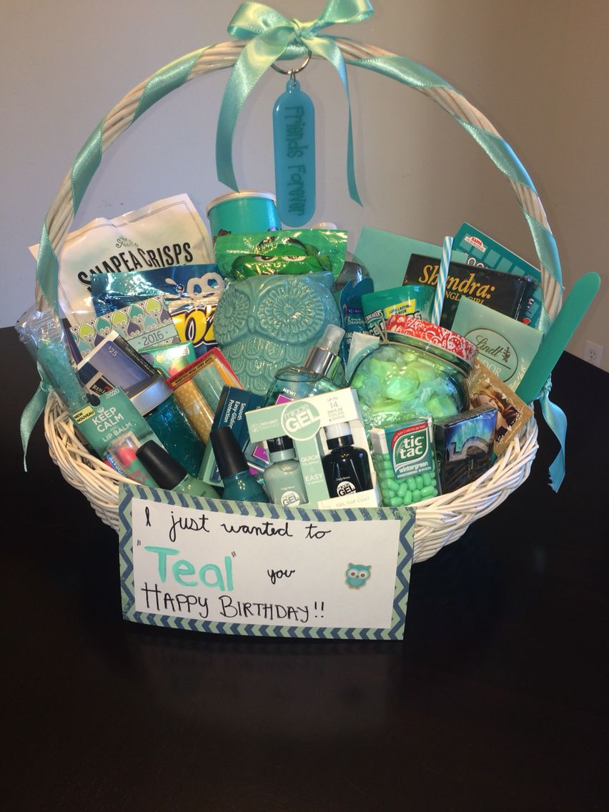Birthday Gift Basket Ideas
 Just wanted to "TEAL" you happy birthday Gift basket