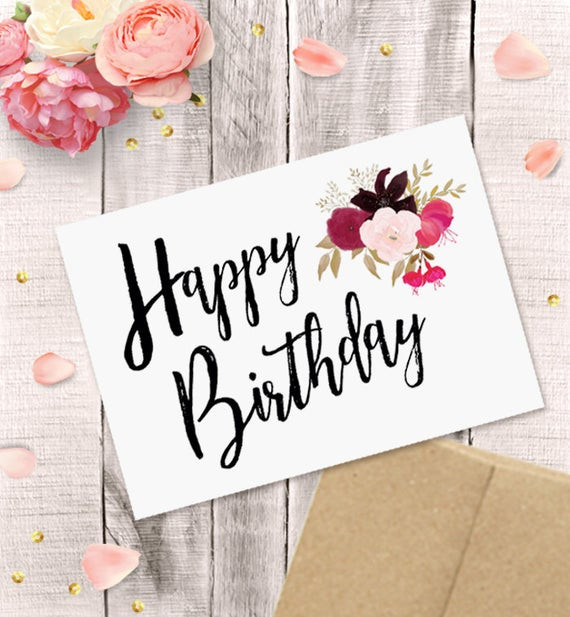 Birthday Gift Card Ideas For Her
 Printable Birthday Card for Her Happy Birthday Watercolor