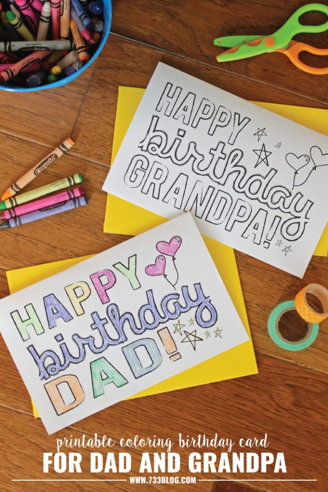 Birthday Gift For Grandpa
 DAD GRANDPA Printable Coloring Birthday Cards
