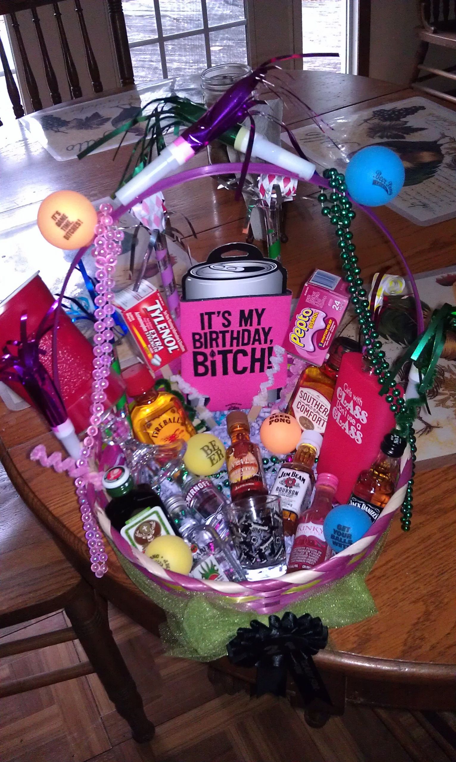 Birthday Gift For Her Ideas
 21st birthday basket I want this I love it SOMEONE MAKE