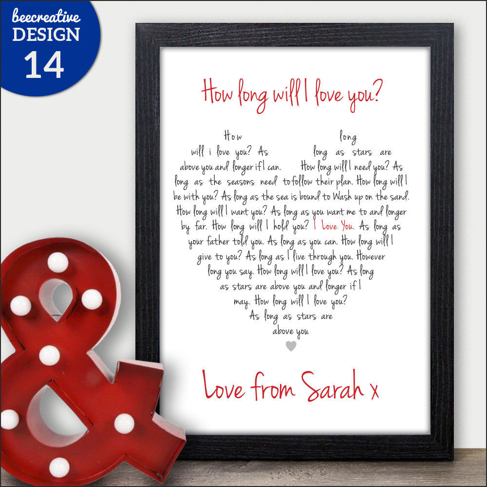 Birthday Gift For Husband
 How Long Will I Love You Romantic Personalised Birthday