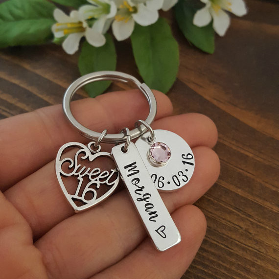 Birthday Gift Ideas For A Girl
 Sweet 16 Keychain 16th Birthday Gift Personalized Sweet 16