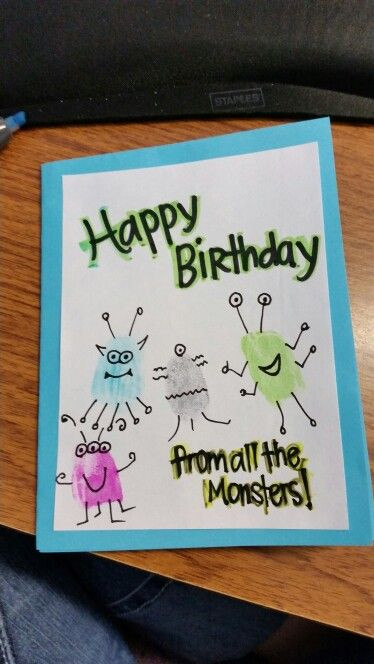 Birthday Gift Ideas For Dad From Son
 Monster Birthday card for dad from kids using their