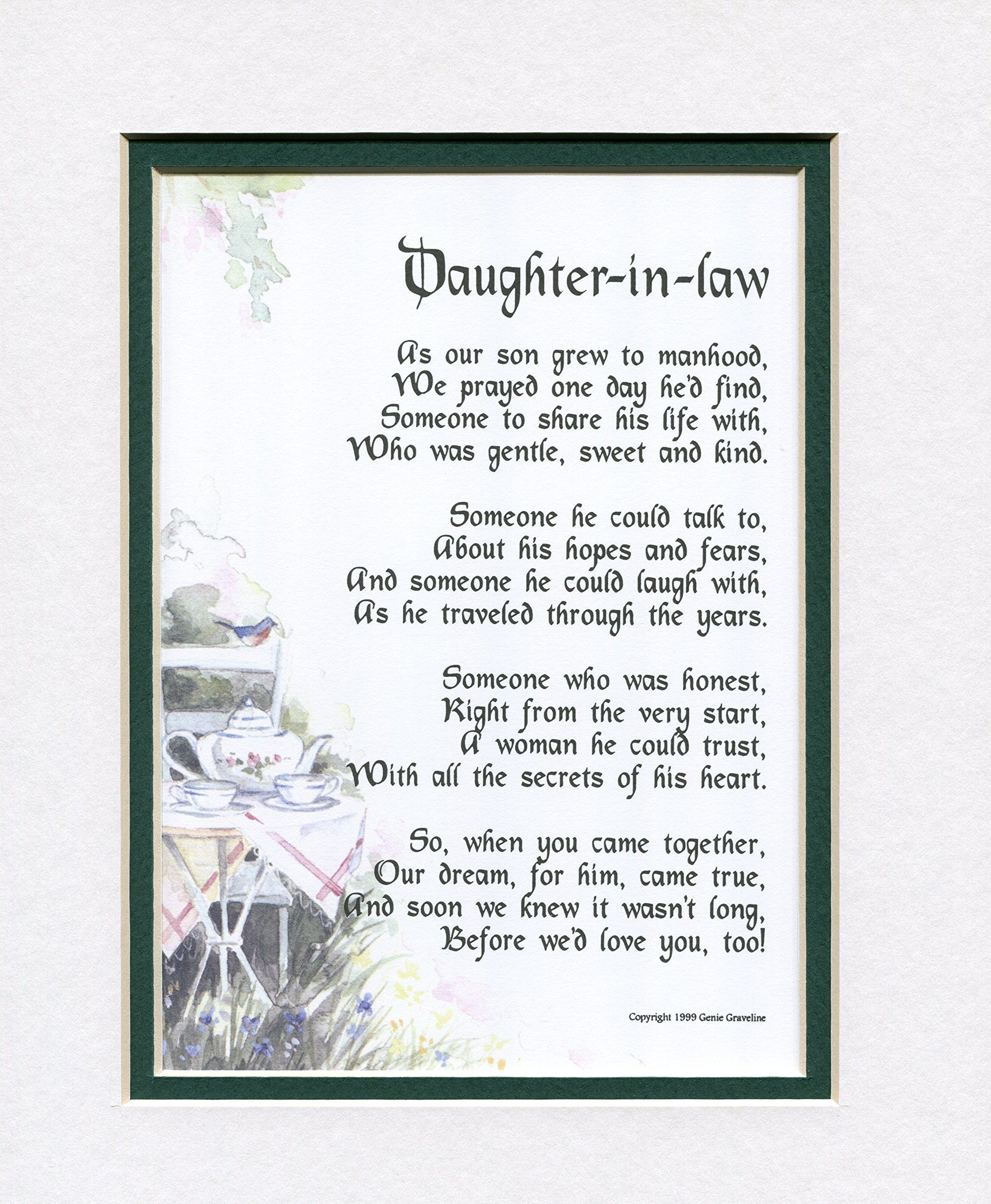 Birthday Gift Ideas For Daughter In Law
 A Gift For A Daughter in law 89 Touching 8x10 Poem