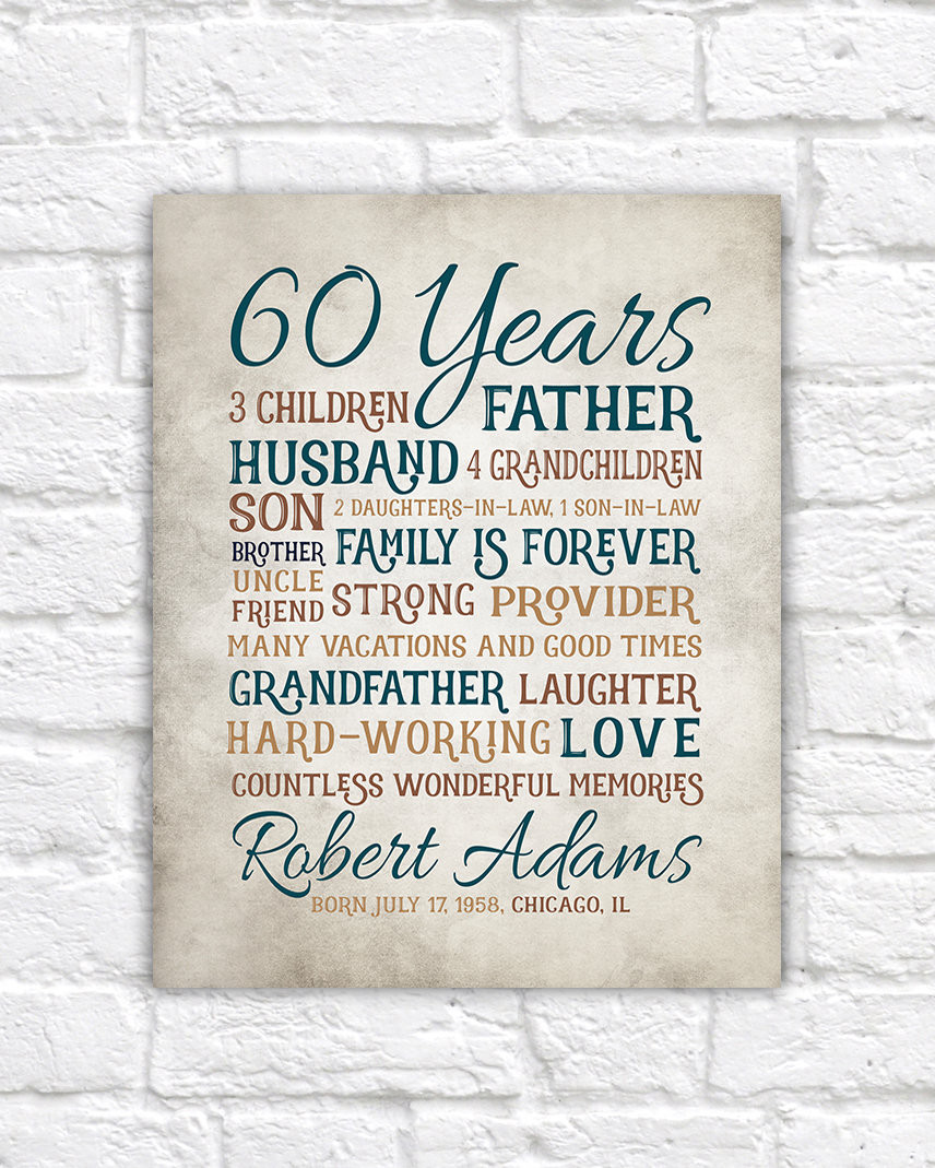 Birthday Gift Ideas For Father In Law
 Birthday Gift for Dad 60th Birthday 60 Year Old Dad