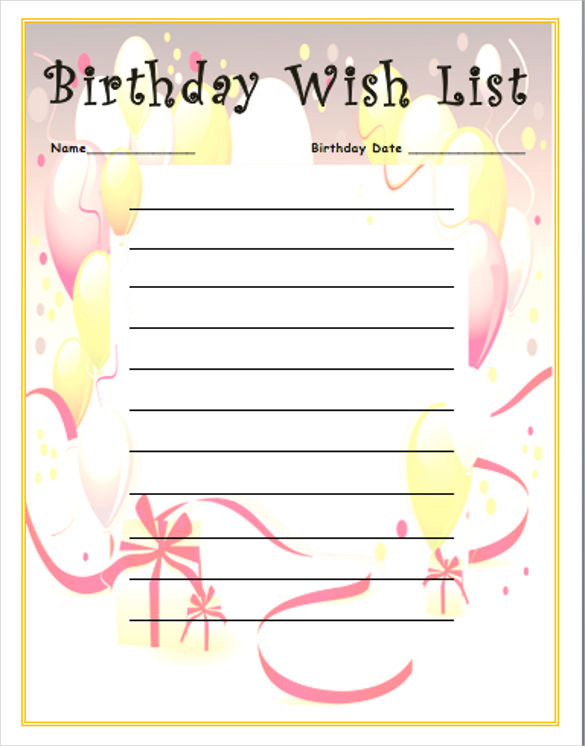 Birthday Gift List
 Birthday List Template – 12 Free PSD EPS In Design