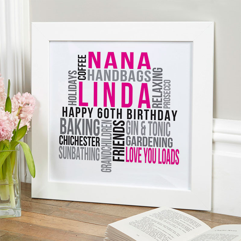 Birthday Gifts For Her
 Personalised 60th Birthday Gifts of Wall Art