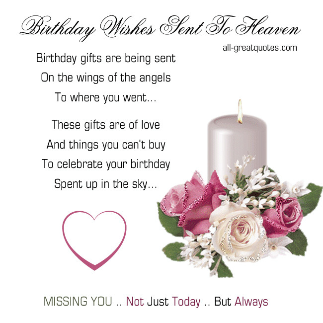 Birthday In Heaven Wishes
 Quotes Birthday Wishes To Heaven QuotesGram
