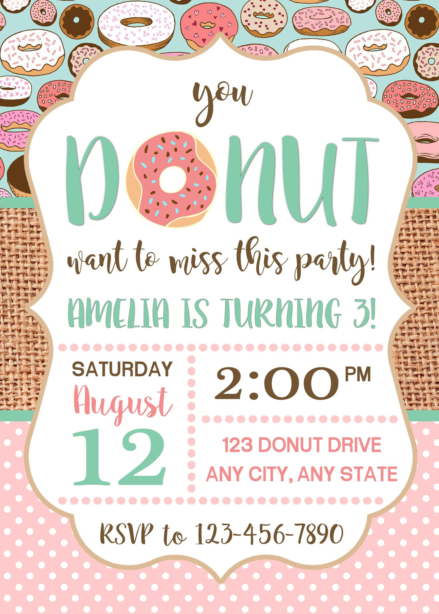 Birthday Invitation Ideas
 Donut Invitation Donut Party Birthday Invitation Donut