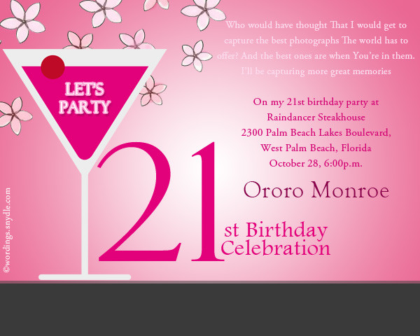 Birthday Invitation Text
 21st Birthday Party Invitation Wording – Wordings and Messages