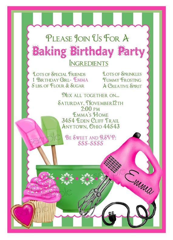 Birthday Invitations
 Baking Birthday Party Invitations Shabby by