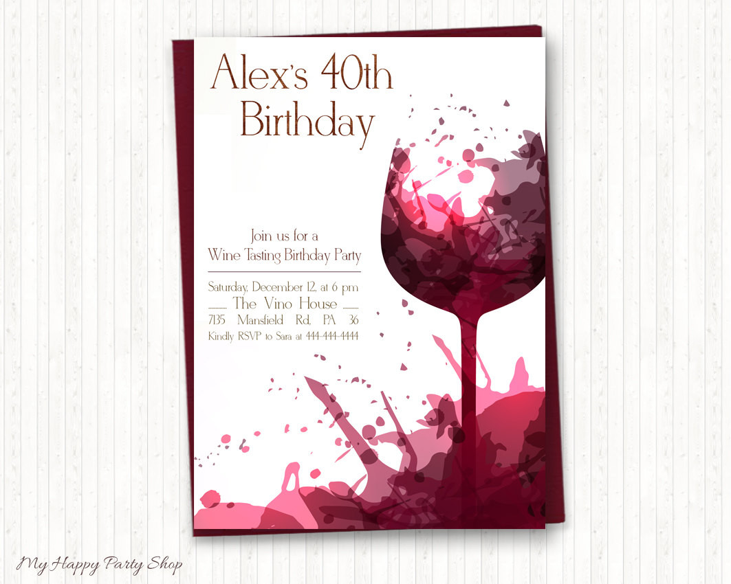 Birthday Invitations For Adults
 Wine Birthday Invitations Adult Birthday Wine Tasting Adult