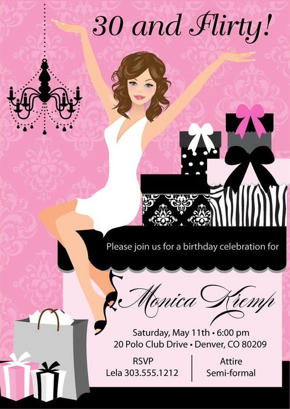 Birthday Invitations For Adults
 30 and Flirty Birthday Invitations Adult by AnnounceItFavors