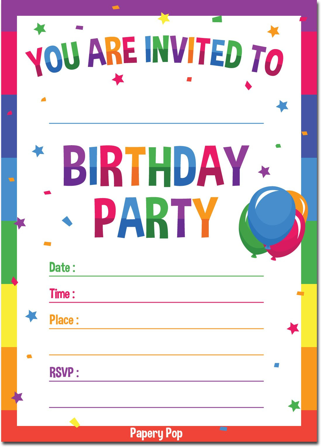 Birthday Invitations For Kids
 Amazon 30 Birthday Invitations with Envelopes 30