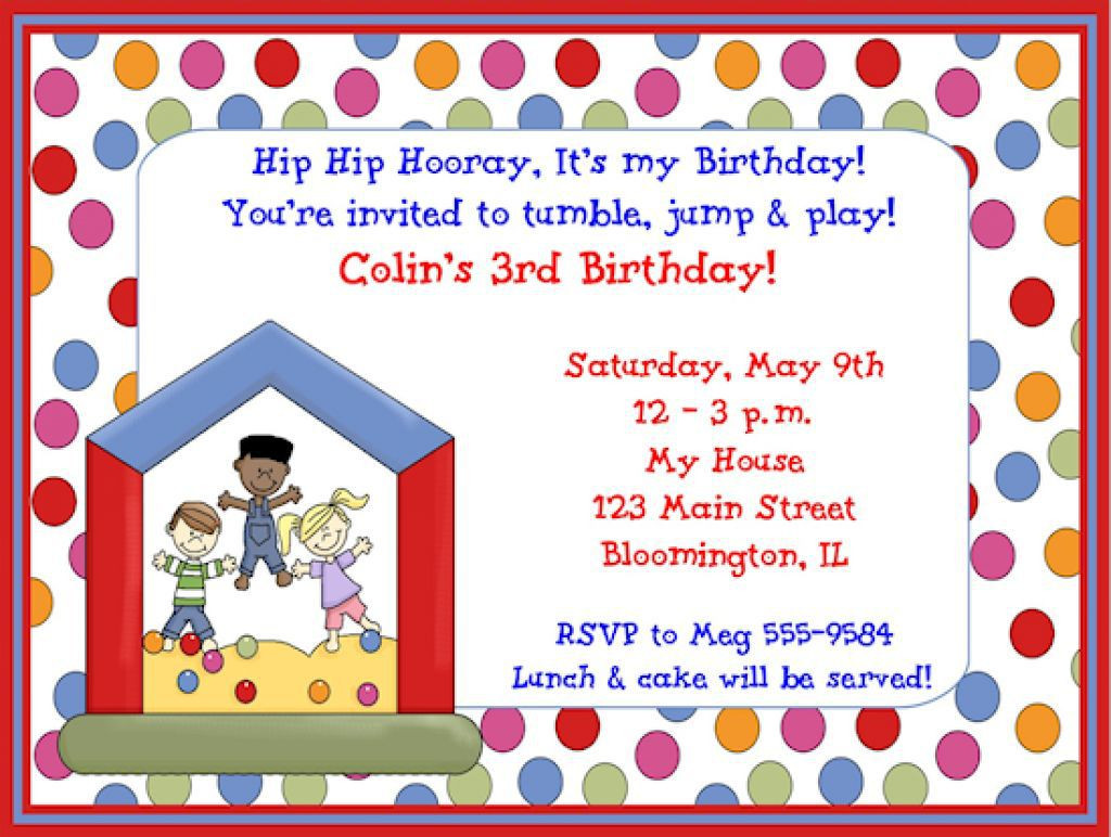 Birthday Invitations For Kids
 Free Printable Birthday Party Invitation Wording Example
