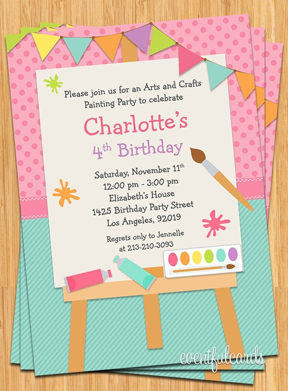 Birthday Invitations For Kids
 Art Painting Birthday Party Invitation for Kids Printable
