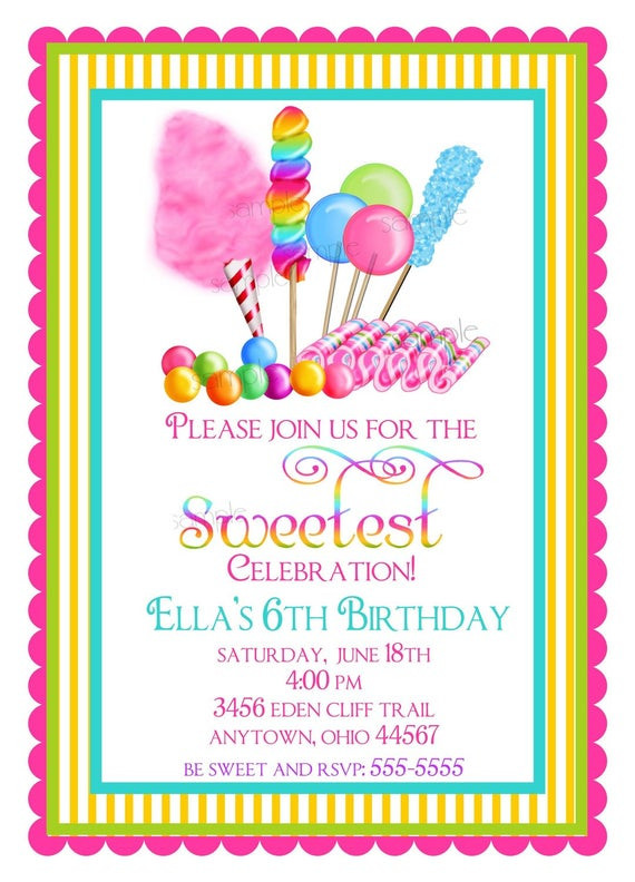 Birthday Invitations
 Candyland Birthday party invitations Sweet by