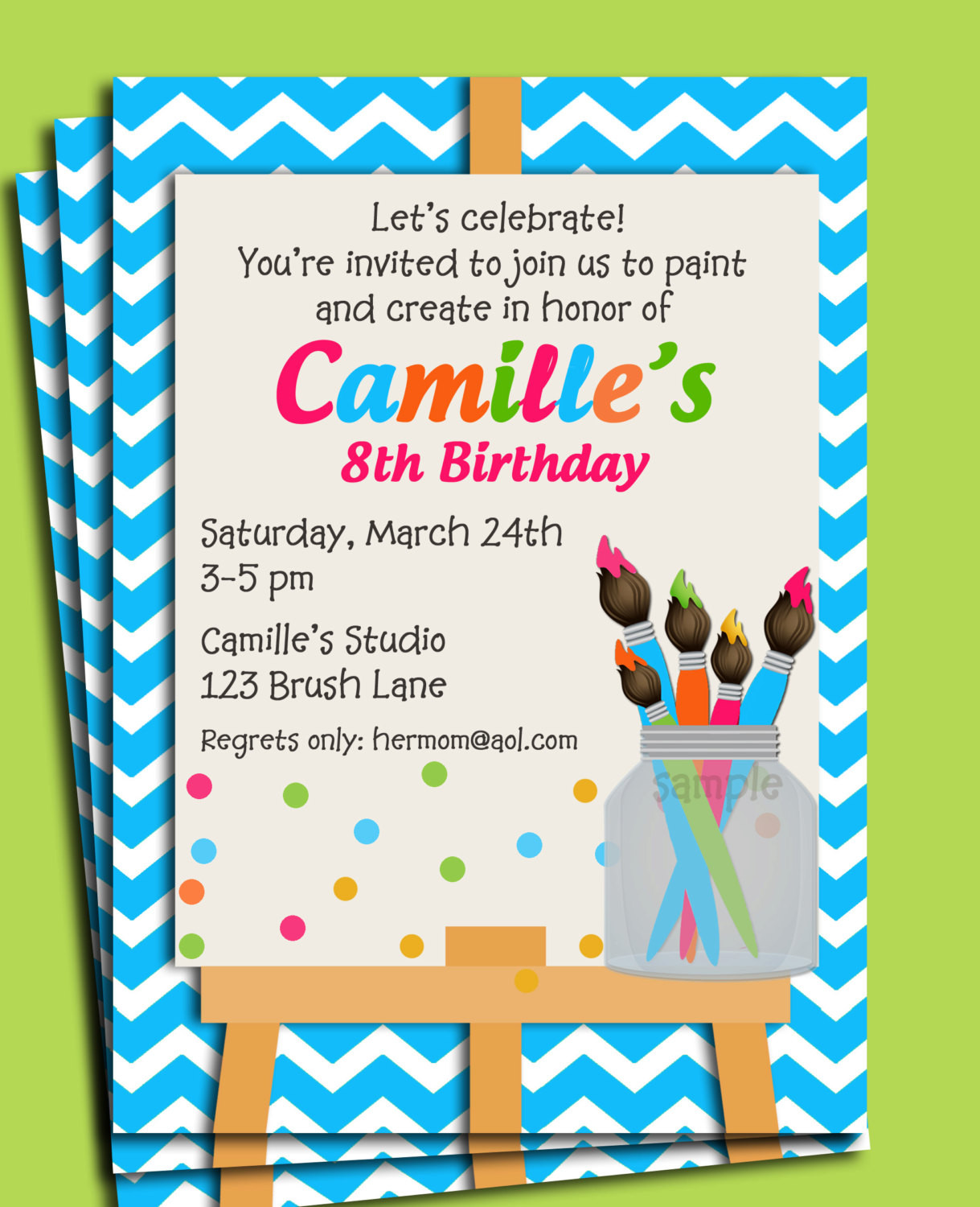Birthday Invitations
 Painting Art Party Birthday Invitation Printable or Printed